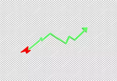 Dynamic 3D Green Arrow with Red Start Point Illustrating Upward Trend and Growth image