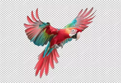 Vibrant Flying Macaw Parrot PNG Cutout for Design Projects image