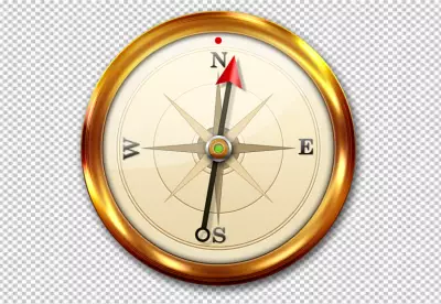 Compass with world map background PNG