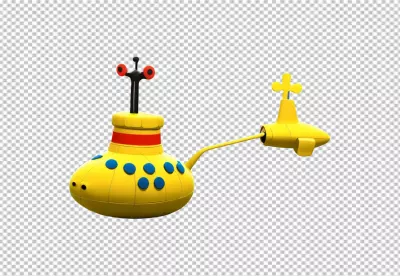 Vibrant Yellow Submarine with Quirky Periscope and Attached Mini-Sub Icon image