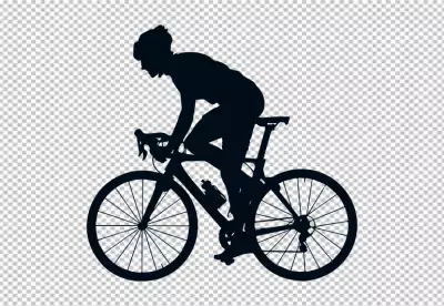 Men cycling down the winding roads <br />
 PNG