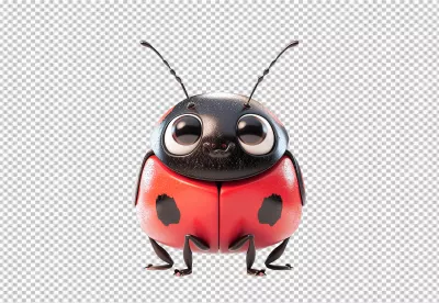 Adorable Red Cartoon Ladybug Character PNG for Kids' Designs image