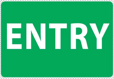 Green Sign with the Word ENTRY in White Capital Letters