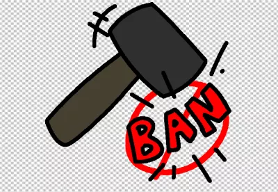 Stylized hammer breaking a red 'BAN' symbol, representing restriction removal or censorship defeat image