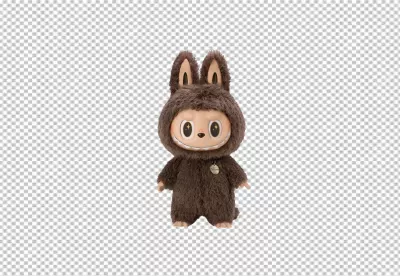 Cute Fluffy Brown Bunny Monster Collectible Figure with Toothy Grin image
