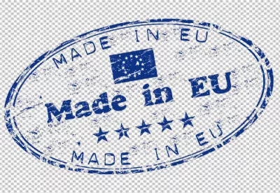 Made in EU stamp with stars and distressed texture