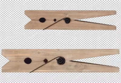 Closeup image of wood color clothespins 