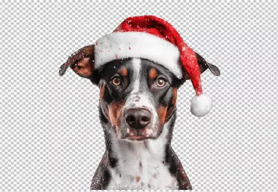 Cute Dog Wearing Santa Hat for Christmas Holiday Celebration image