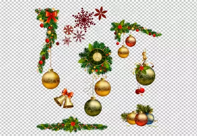 Christmas ornaments in realistic style