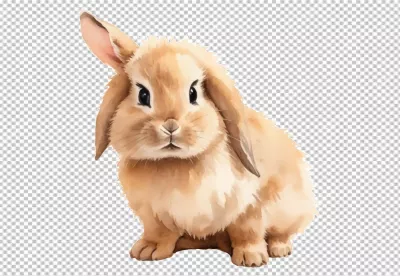Adorable Watercolor Lop-Eared Bunny Illustration Isolated on White Background image