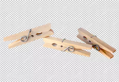 Closeup image of colorful clothespins transparent BG PNG