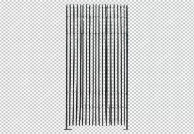 Robust Dark Metal Fence Section with Pointed Tops for Security and Design Elements image