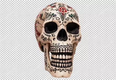 Traditional Mexican Calavera with Detailed Floral and Scrollwork Design image