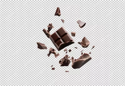 Dynamic Exploding Dark Chocolate Pieces PNG Cutout for Sweet Dessert Designs image