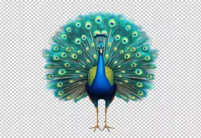 Majestic Peacock Displaying Vibrant Feathers in Full Fan for Design image