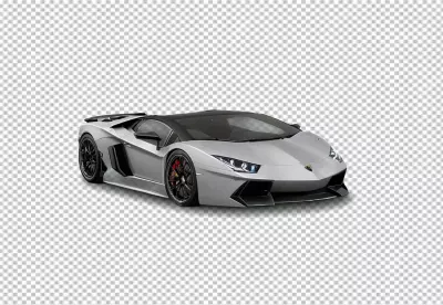 Sleek Silver Lamborghini Aventador Supercar Isolated on White Background image