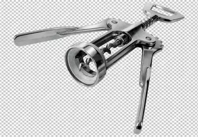 Corkscrew and wine cork isolated