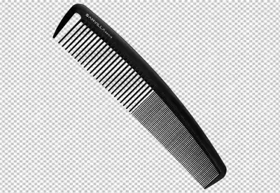 Hairbrush or comb on transparent background