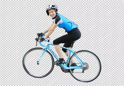 Professional cyclist riding fast PNG