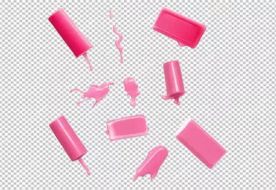 Vibrant Pink Nail Polish Bottles and Spills on White Background for Beauty Concepts image