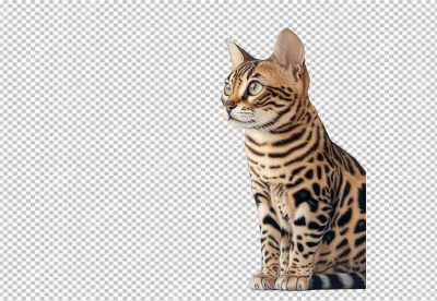 Graceful Bengal Cat Looking, Majestic Feline Digital Art for Exotic Pet Designs image