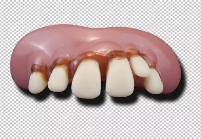 a close-up of a set of false teeth