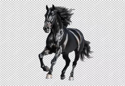 Dynamic Black Horse Running with Power and Grace, Majestic Equine Energy image