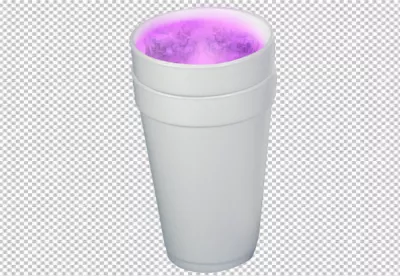 Glowing Purple Liquid in Styrofoam Cup with Mysterious Haze and Neon Light image