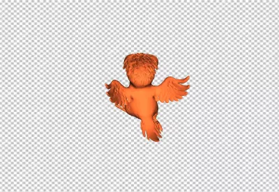 Cute Orange 3D Rendered Bird Character with Wings Flying on Black Background image