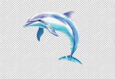 Vibrant Blue Dolphin Jumping in Dynamic Digital Art image