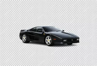 Sleek Black Ferrari Sports Car on White Background Luxury Performance Vehicle image