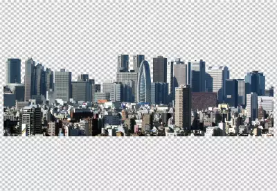 City skyscraper buildings on png background