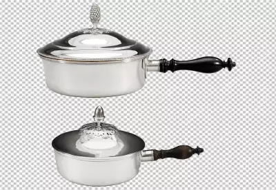 Red enamel saucepans with and without white dots