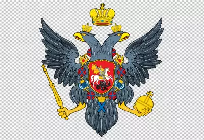 A yellow and blue shield with the word