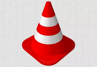 Realistic orange plastic striped traffic cone PNG 