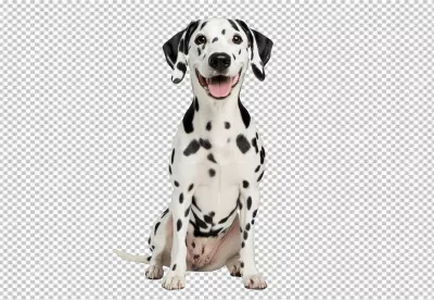 Cute Happy Dalmatian Dog Sitting and Smiling for Pet Lovers Designs image