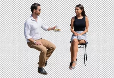 Stylish Couple on a Casual Outdoor Cafe Date with Coffee and Meal image