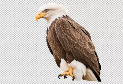 Majestic Bald Eagle in Side Profile with Keen Eye Isolated on White image
