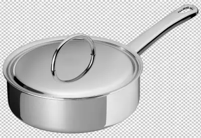 Black cooking pot with a glass lid isolated 