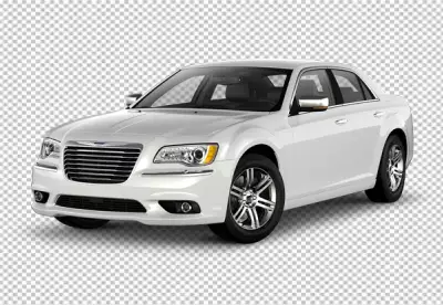 White color Chrysler car transparent background 