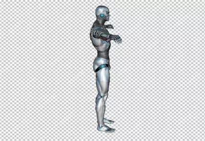  robot with a red and green lights on its head