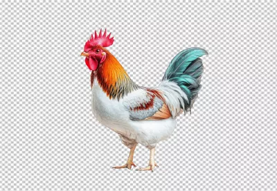 Vibrant Colorful Rooster PNG Cutout for Farm Animal Designs image