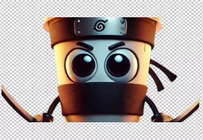 Cool Ninja Coffee Cup Character with Headband and Swords image