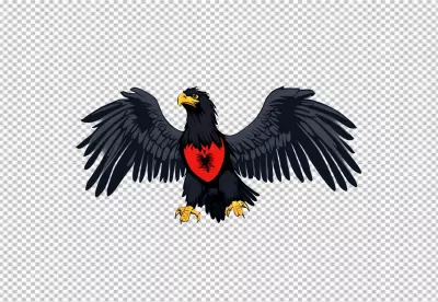 Majestic Black Albanian Eagle with Red Shield National Symbol Illustration image