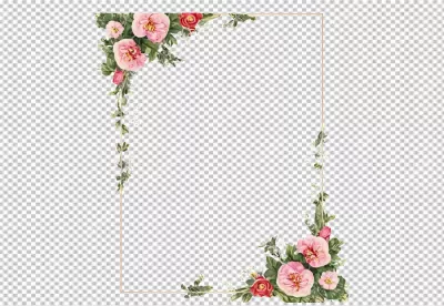 Elegant Floral Frame with Pink and Red Roses, Ideal for Wedding Invitations and Romantic Designs image