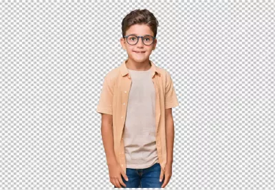 Happy Young Boy Wearing Stylish Glasses and Casual Clothes Smiling Confidently at the Camera image
