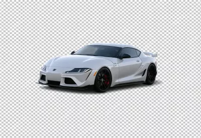 Sleek White Modern Sports Car with Aggressive Styling and Dynamic Presence image