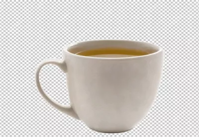 White Ceramic Mug with Hot Green Tea Refreshing Beverage Isolated image