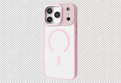 Stylish Pink iPhone 15 Pro Max with Transparent MagSafe Protective Case image