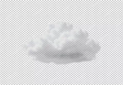 Realistic Fluffy White Cumulus Cloud Isolated on Transparent Background image
